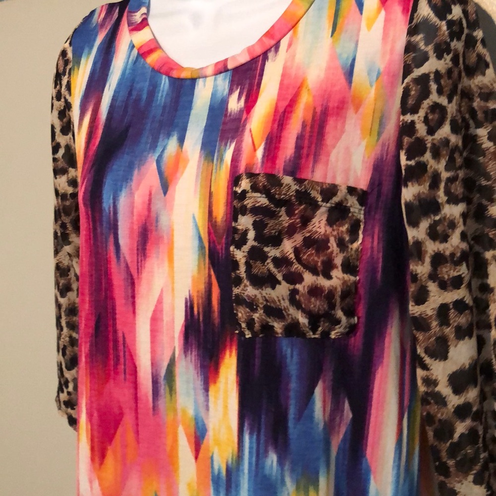 NWOT Boutique Colorful Animal Print Top